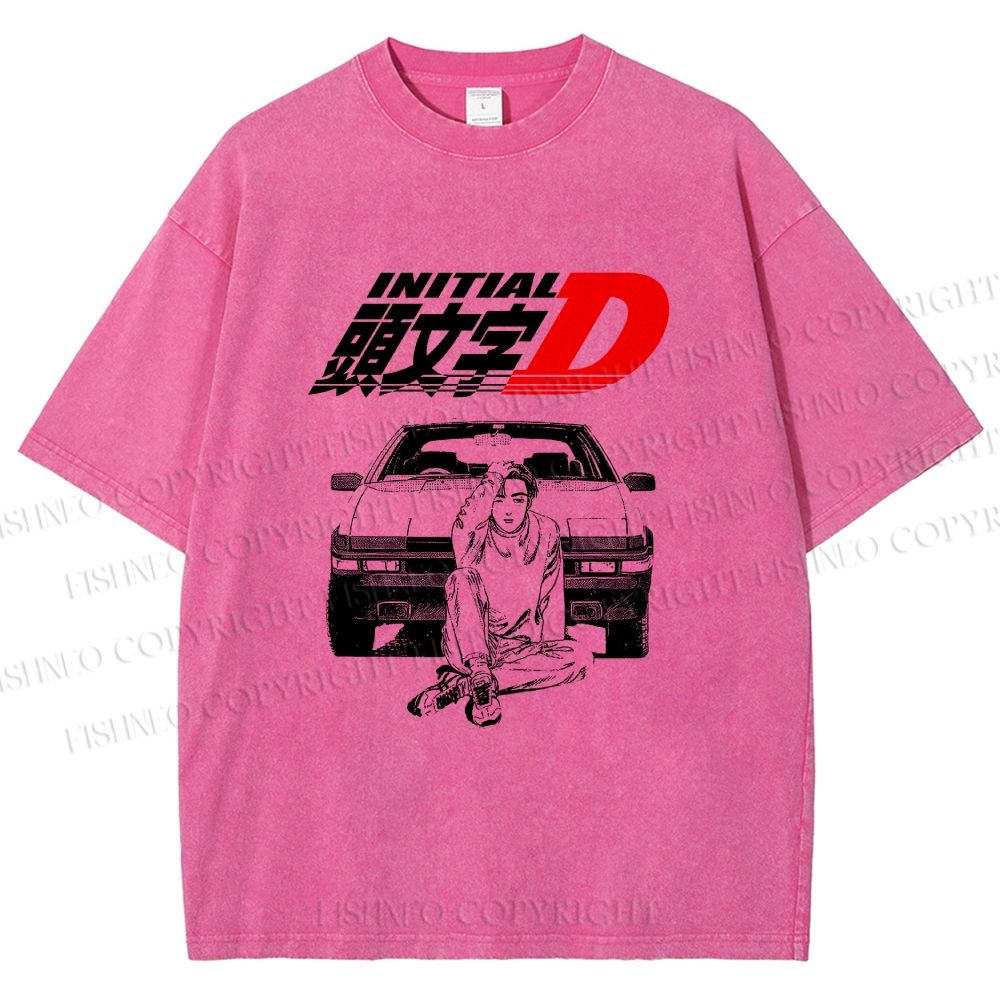 Unisex Initial D Takumi Fujiwara Printed Washed Tee