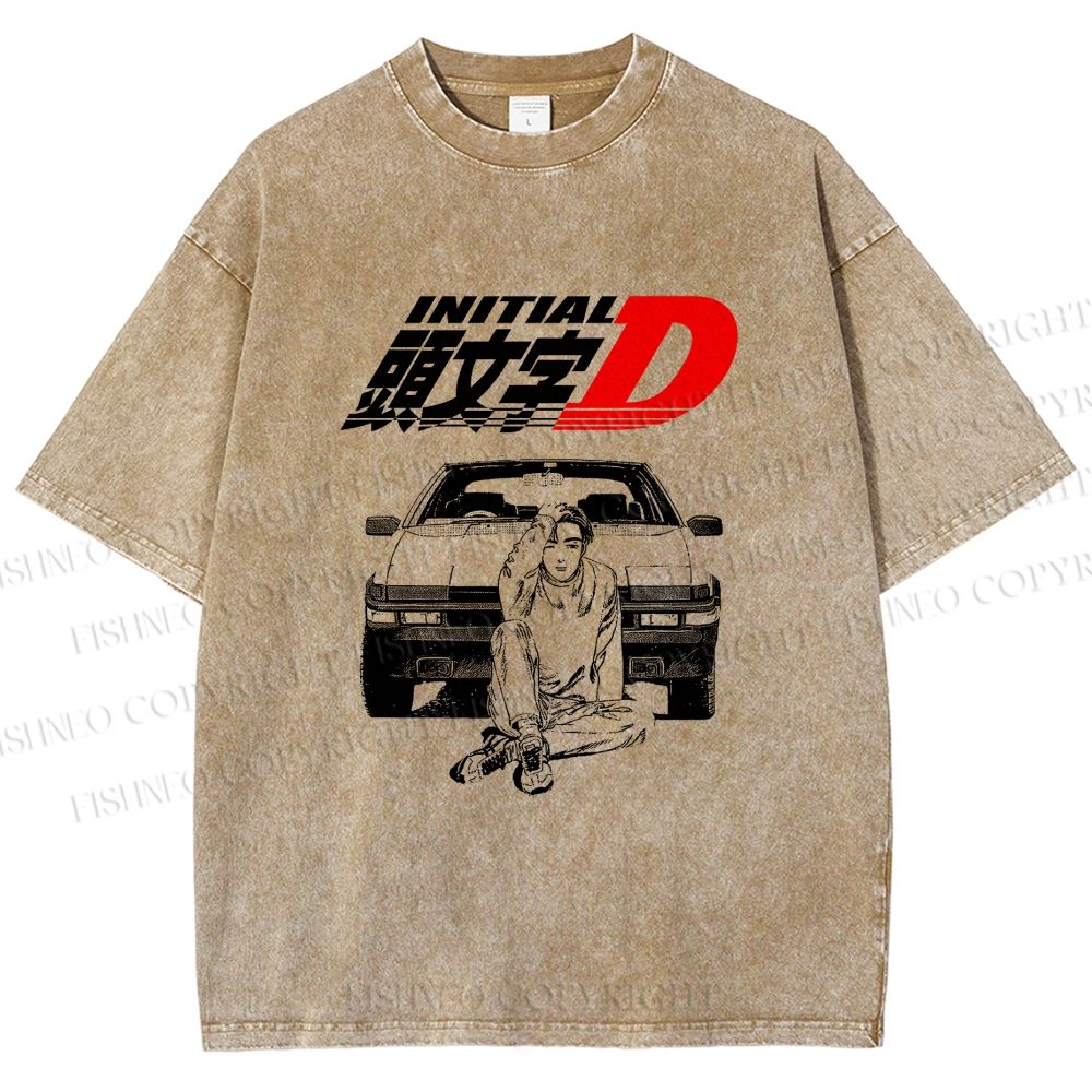 Unisex Initial D Takumi Fujiwara Printed Washed Tee