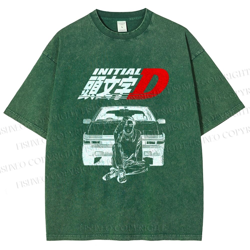 Unisex Initial D Takumi Fujiwara Printed Washed Tee