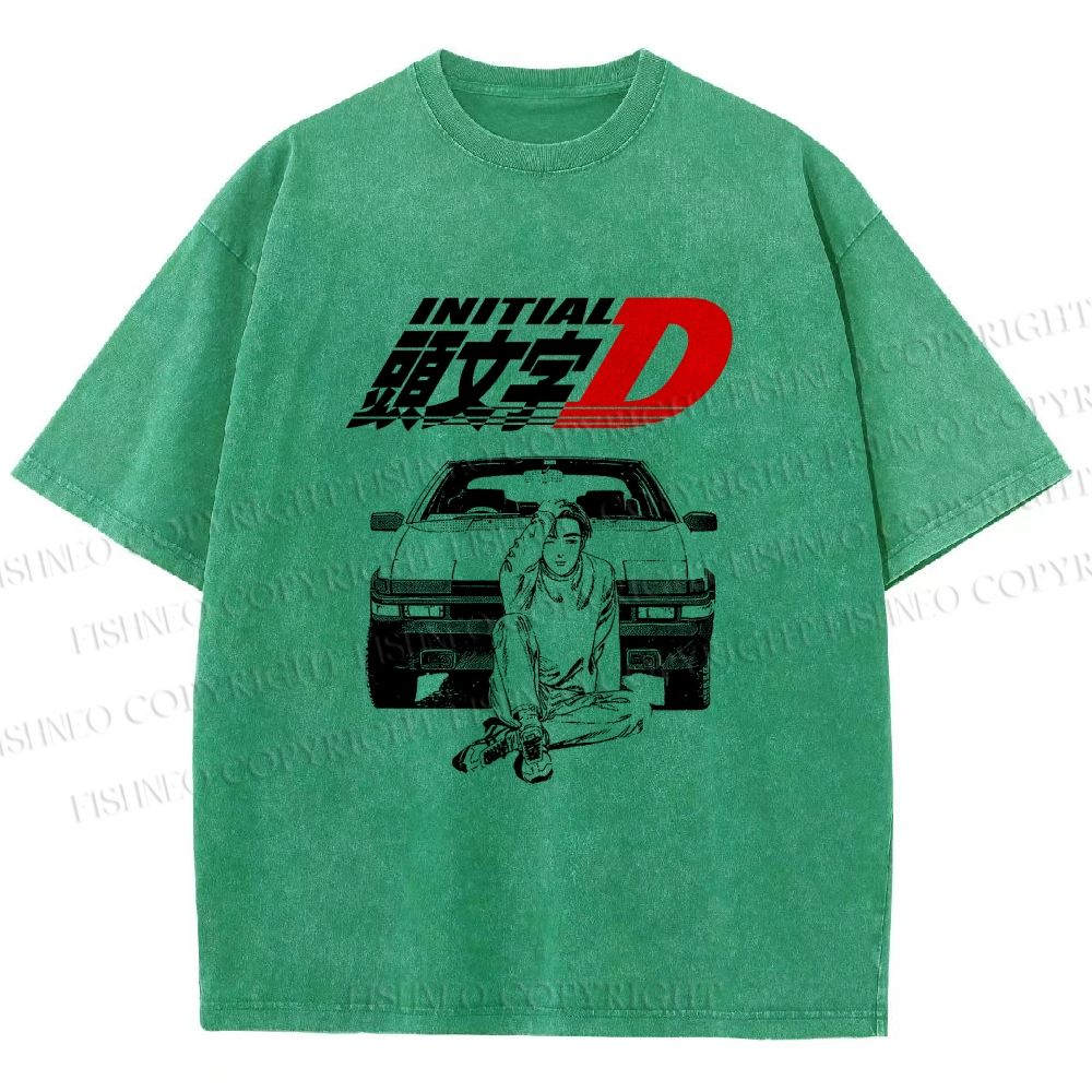 Unisex Initial D Takumi Fujiwara Printed Washed Tee