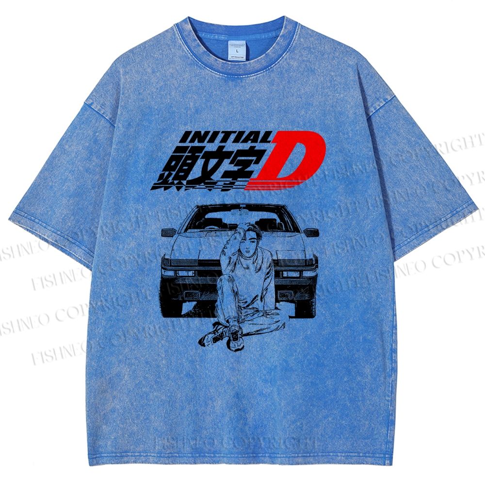 Unisex Initial D Takumi Fujiwara Printed Washed Tee