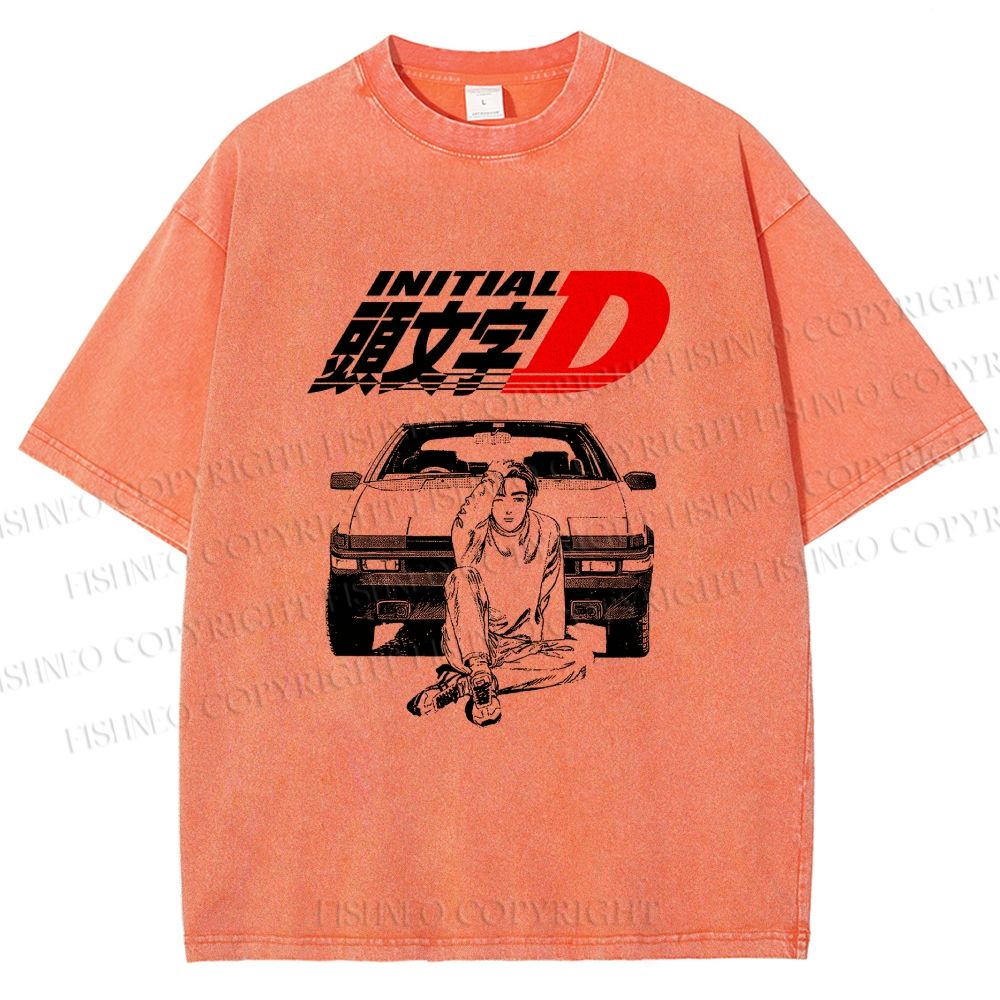 Unisex Initial D Takumi Fujiwara Printed Washed Tee