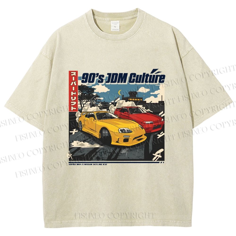 Unisex 90's JDM Culture Printed Washed Tee