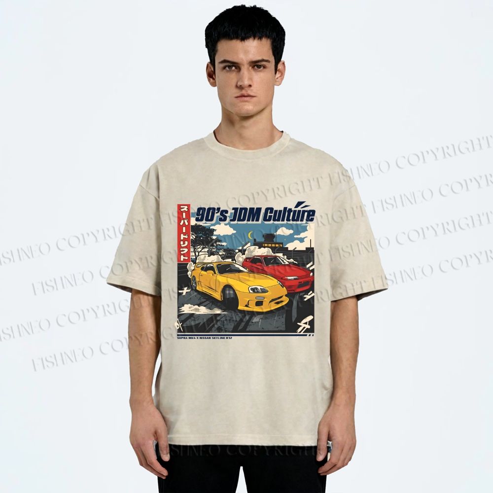 Unisex 90's JDM Culture Printed Washed Tee