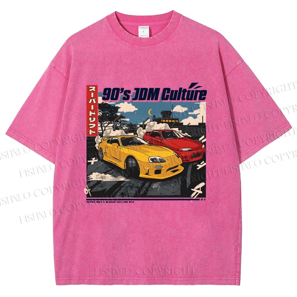 Unisex 90's JDM Culture Printed Washed Tee