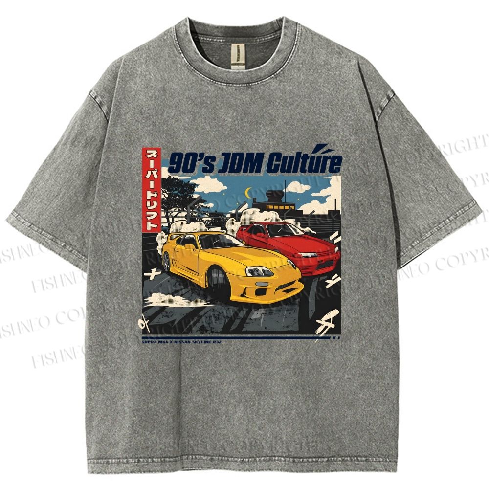 Unisex 90's JDM Culture Printed Washed Tee
