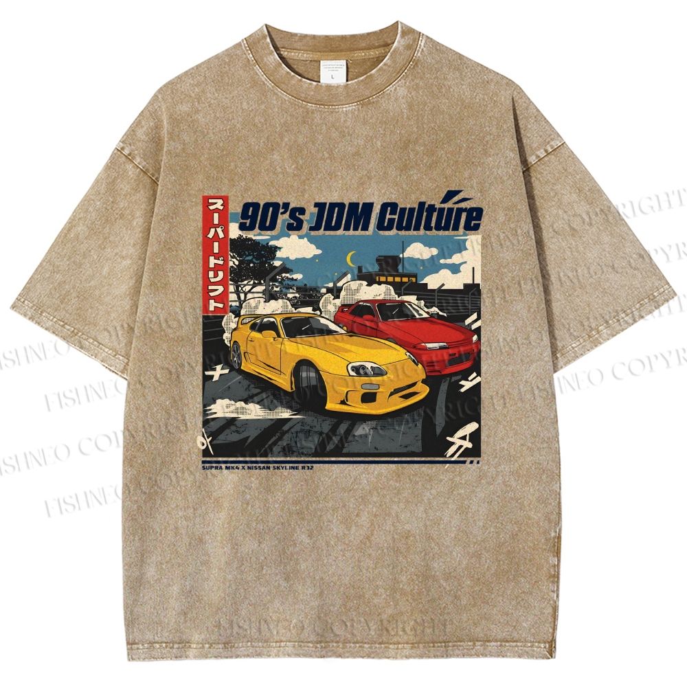 Unisex 90's JDM Culture Printed Washed Tee
