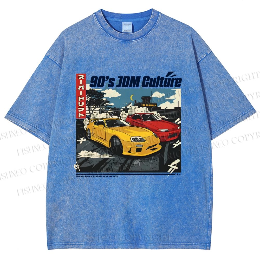 Unisex 90's JDM Culture Printed Washed Tee