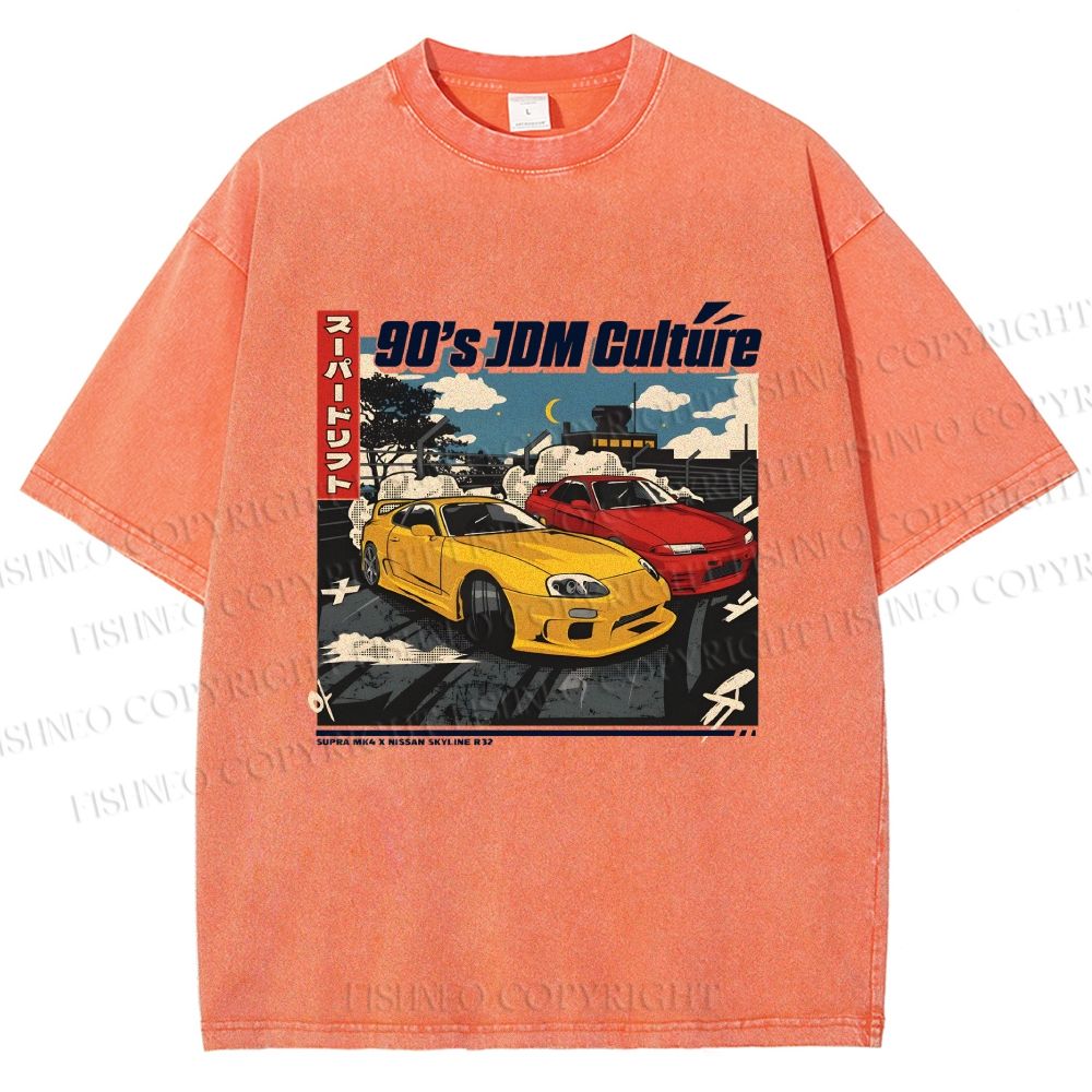 Unisex 90's JDM Culture Printed Washed Tee