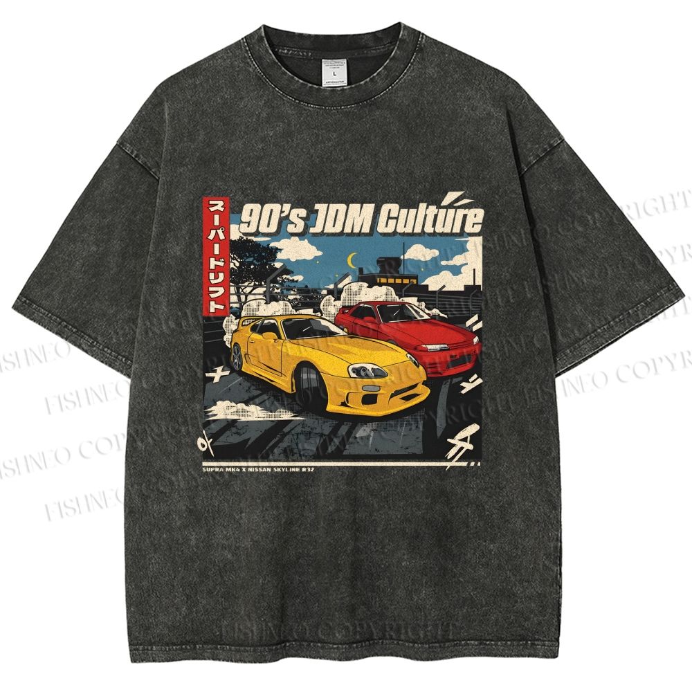 Unisex 90's JDM Culture Printed Washed Tee