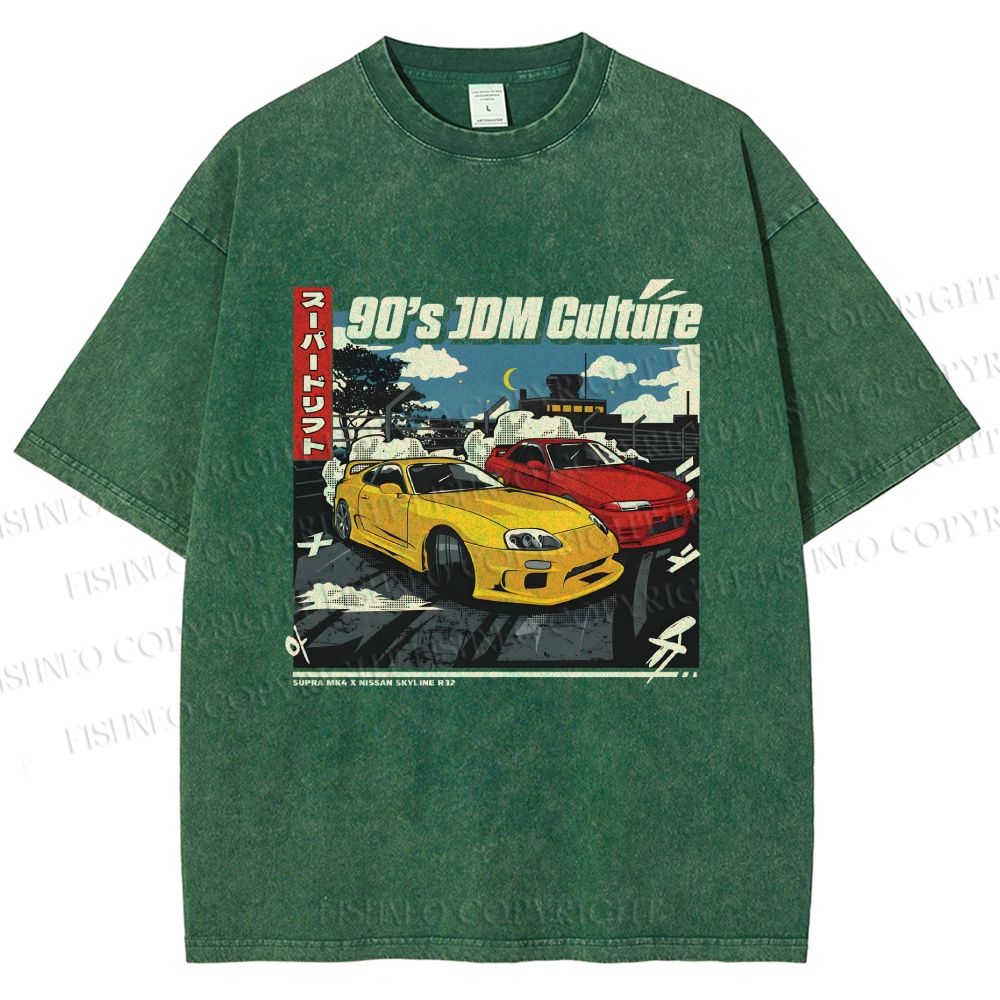 Unisex 90's JDM Culture Printed Washed Tee
