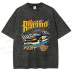 Unisex Racing Thoughts Printed Washed Tee