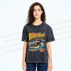 Unisex Racing Thoughts Printed Washed Tee