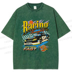 Unisex Racing Thoughts Printed Washed Tee