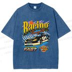 Unisex Racing Thoughts Printed Washed Tee