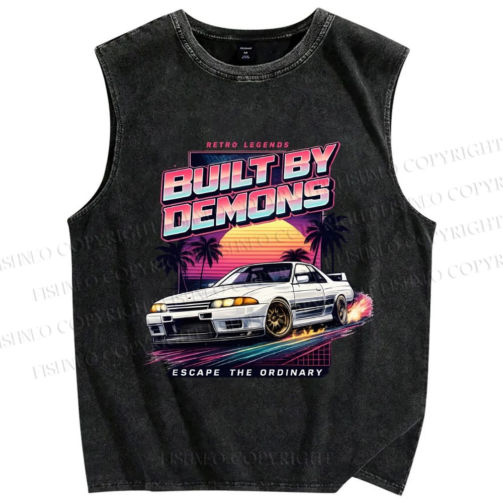 Unisex Skyline R32 GT-R Printed Washed Tank Top