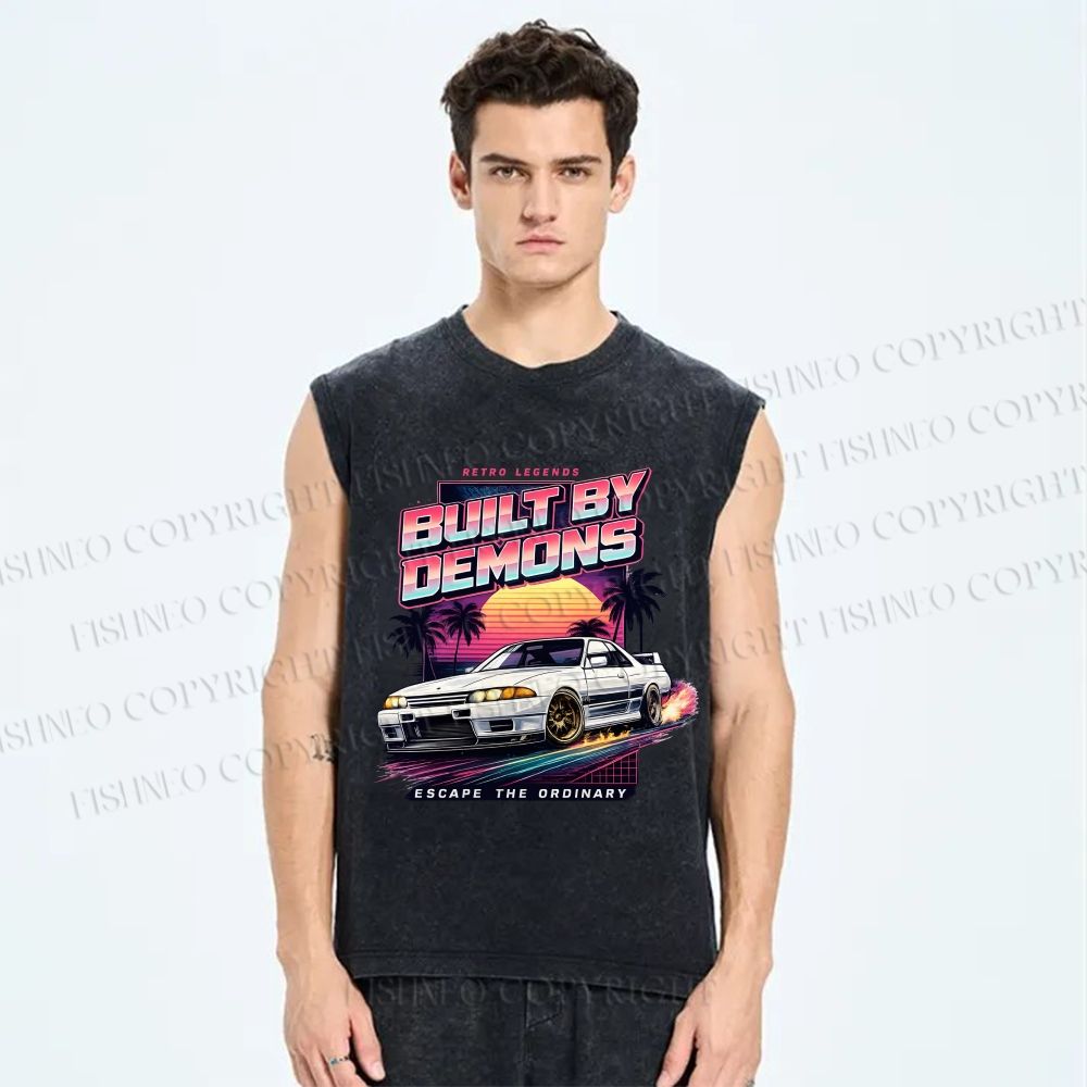 Unisex Skyline R32 GT-R Printed Washed Tank Top