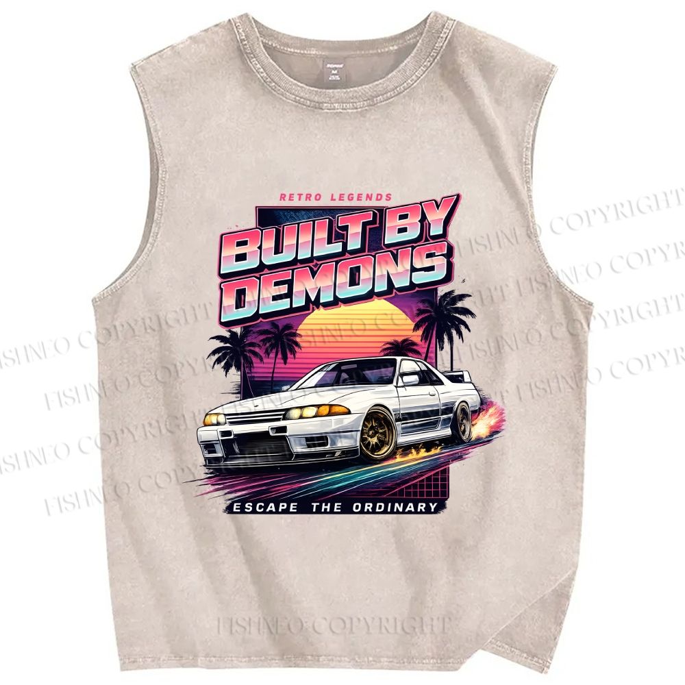 Unisex Skyline R32 GT-R Printed Washed Tank Top