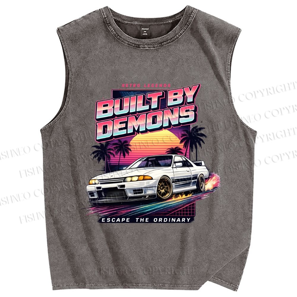 Unisex Skyline R32 GT-R Printed Washed Tank Top