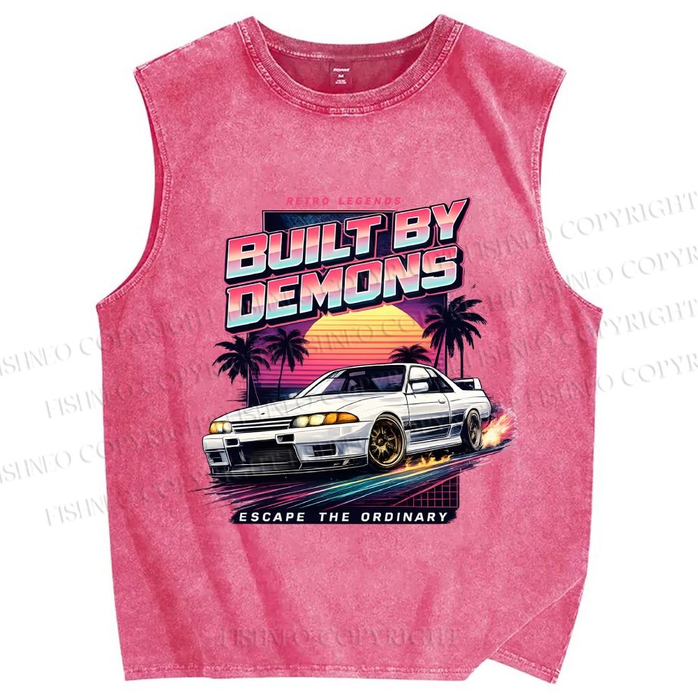 Unisex Skyline R32 GT-R Printed Washed Tank Top