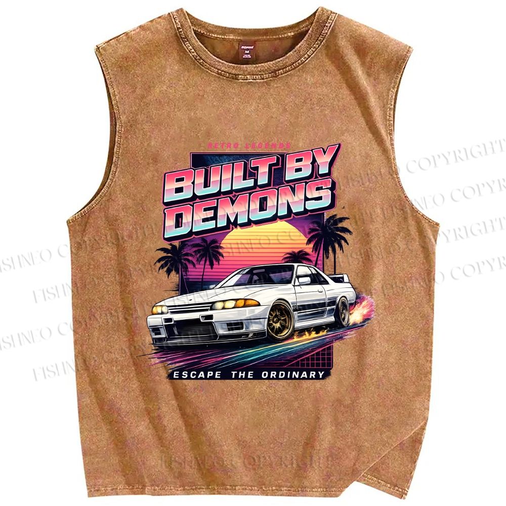 Unisex Skyline R32 GT-R Printed Washed Tank Top