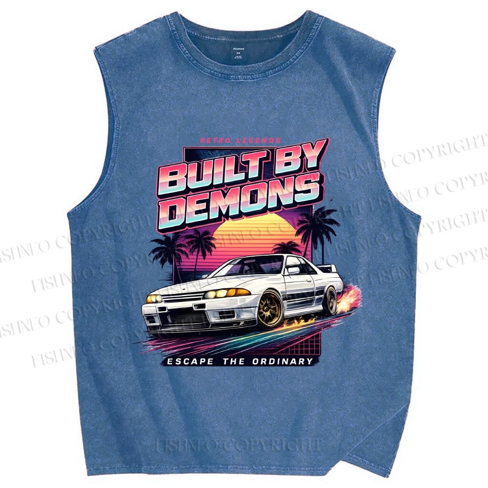 Unisex Skyline R32 GT-R Printed Washed Tank Top