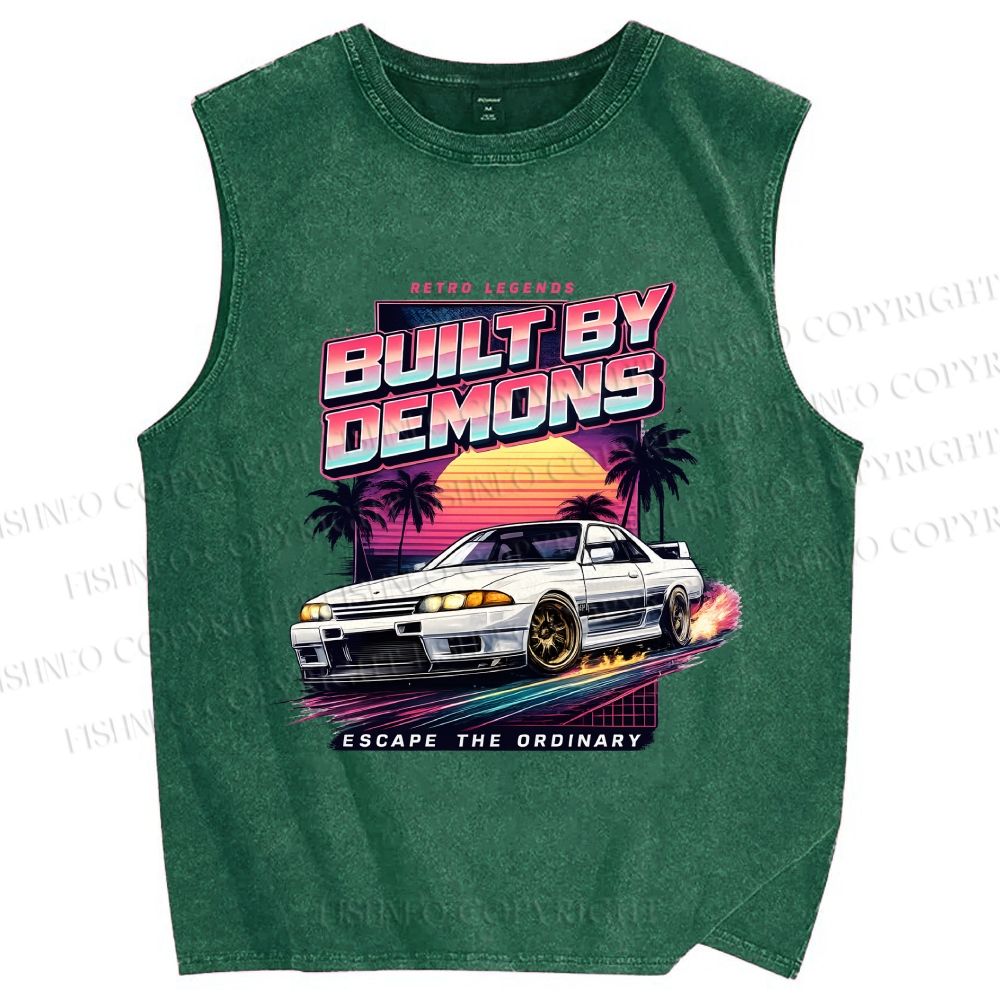 Unisex Skyline R32 GT-R Printed Washed Tank Top