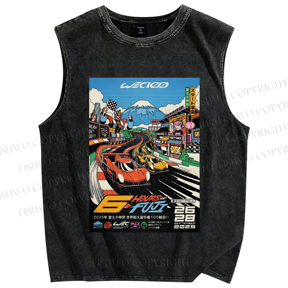 Unisex 6 Hours of Fuji Printed Washed Tank Top