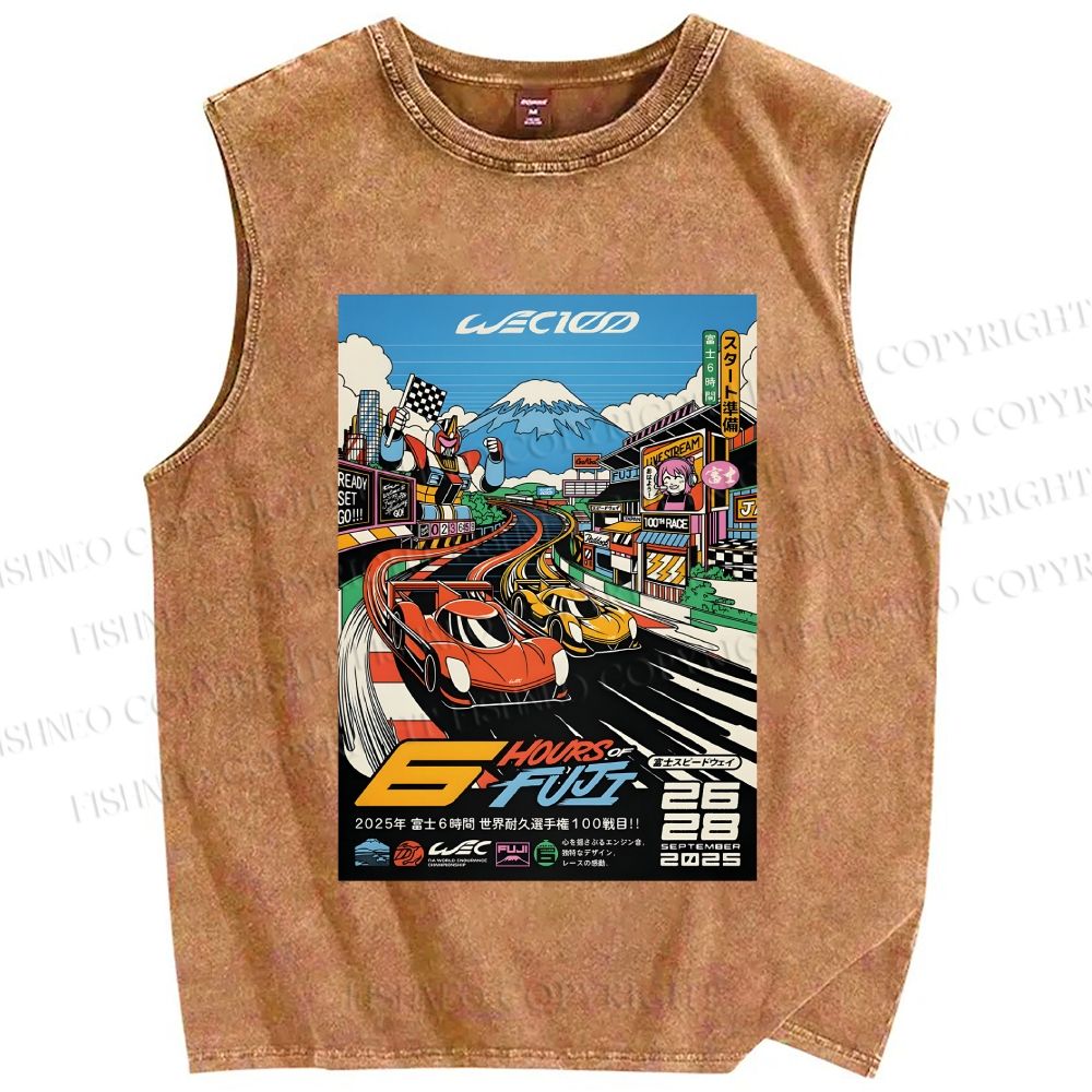 Unisex 6 Hours of Fuji Printed Washed Tank Top