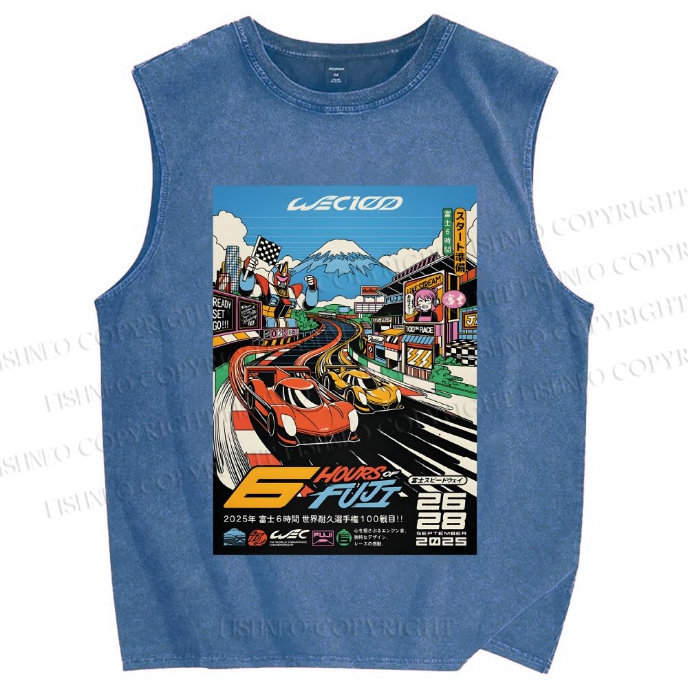 Unisex 6 Hours of Fuji Printed Washed Tank Top