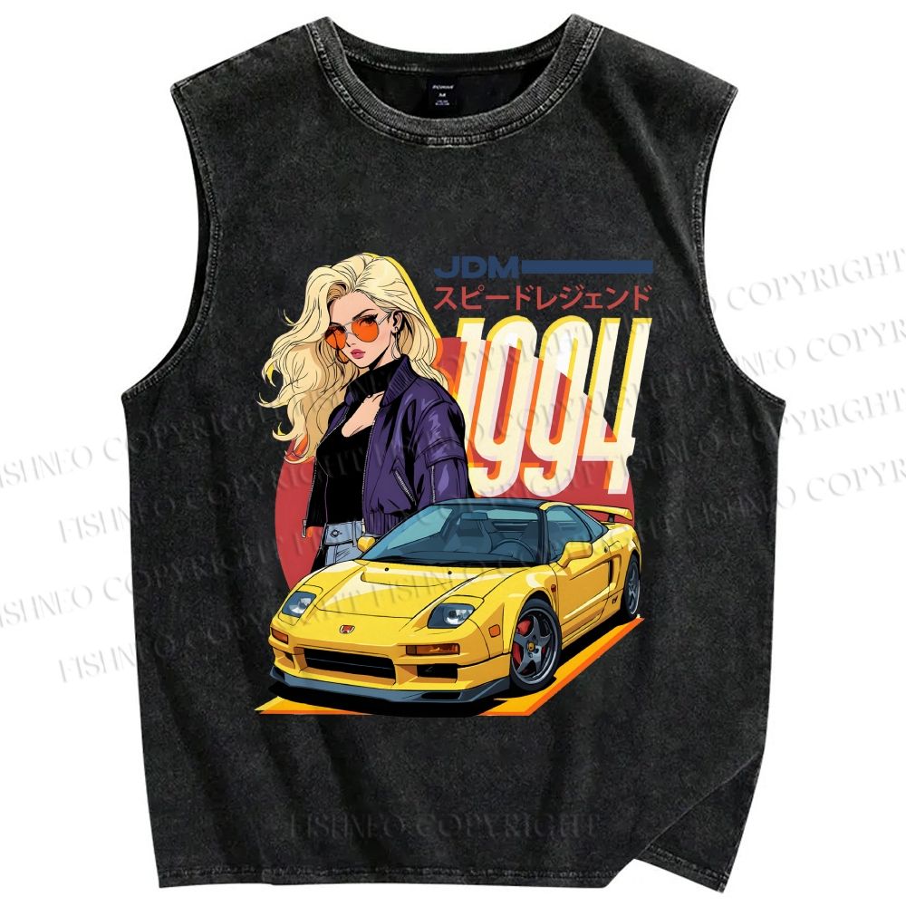 Unisex Retro JDM Cars Honda NSX Printed Washed Tank Top