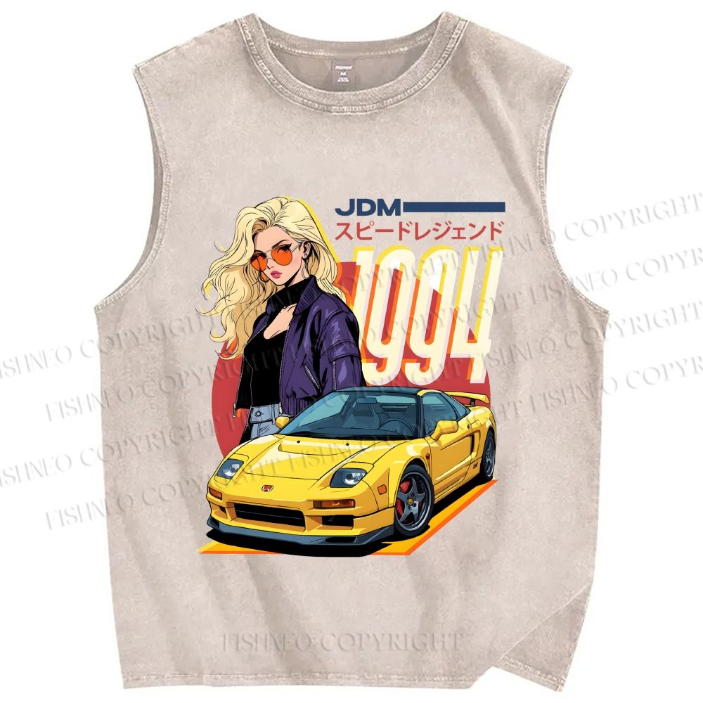 Unisex Retro JDM Cars Honda NSX Printed Washed Tank Top