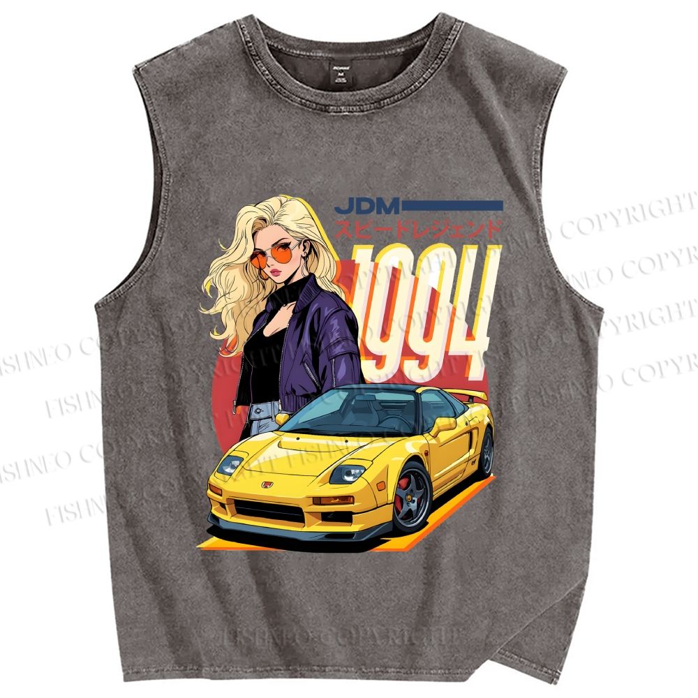 Unisex Retro JDM Cars Honda NSX Printed Washed Tank Top