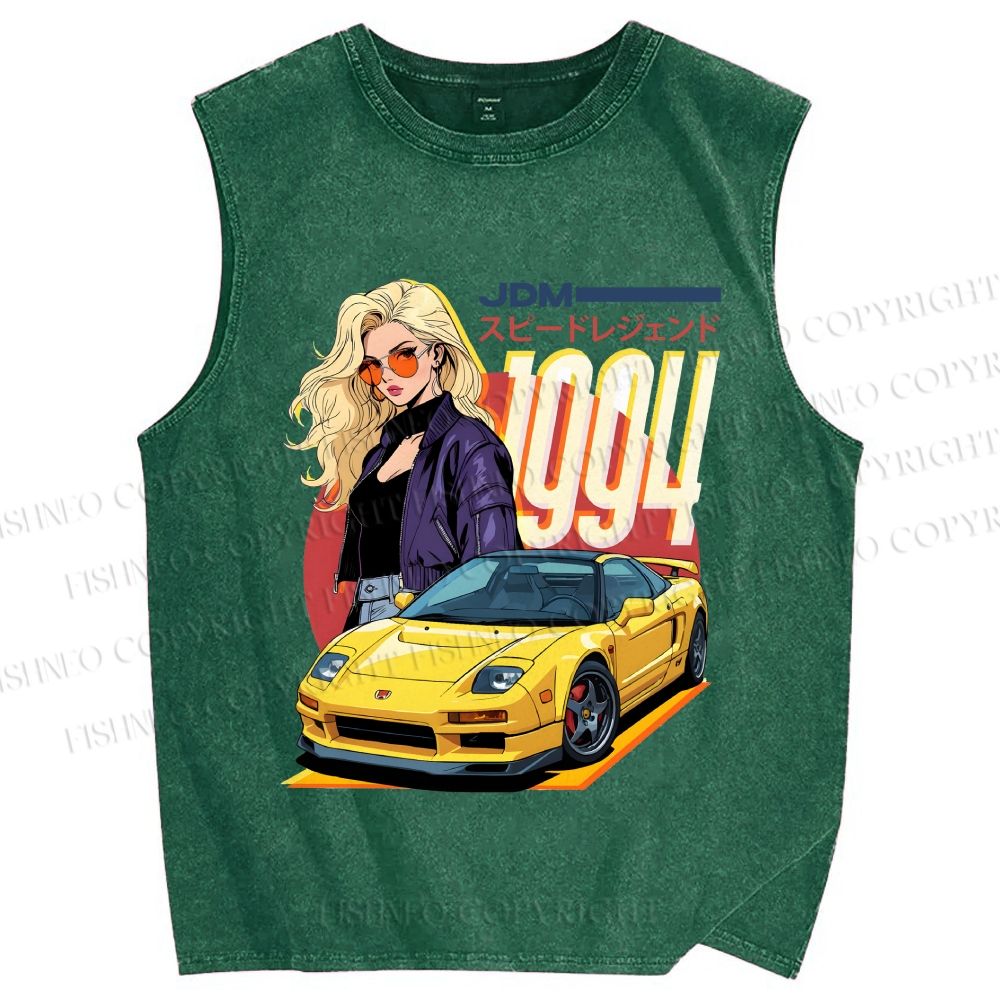 Unisex Retro JDM Cars Honda NSX Printed Washed Tank Top