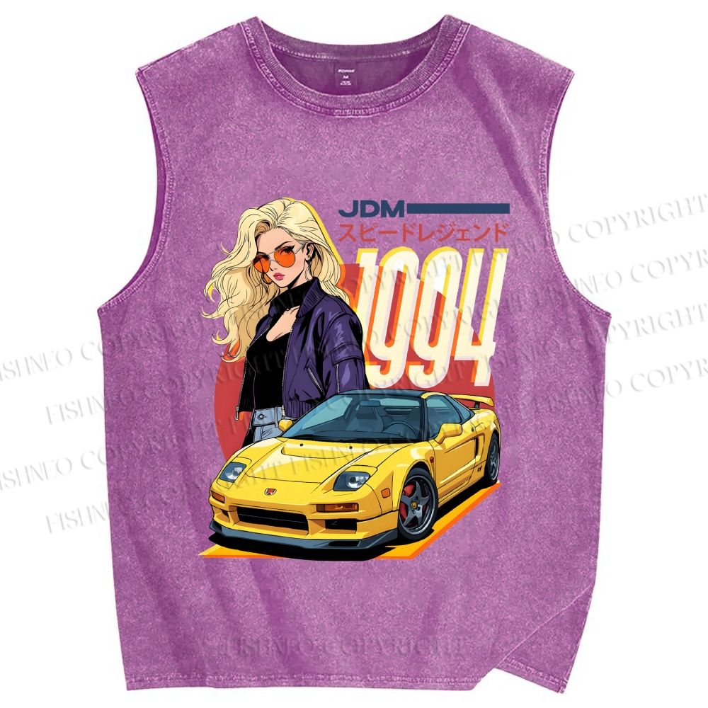 Unisex Retro JDM Cars Honda NSX Printed Washed Tank Top