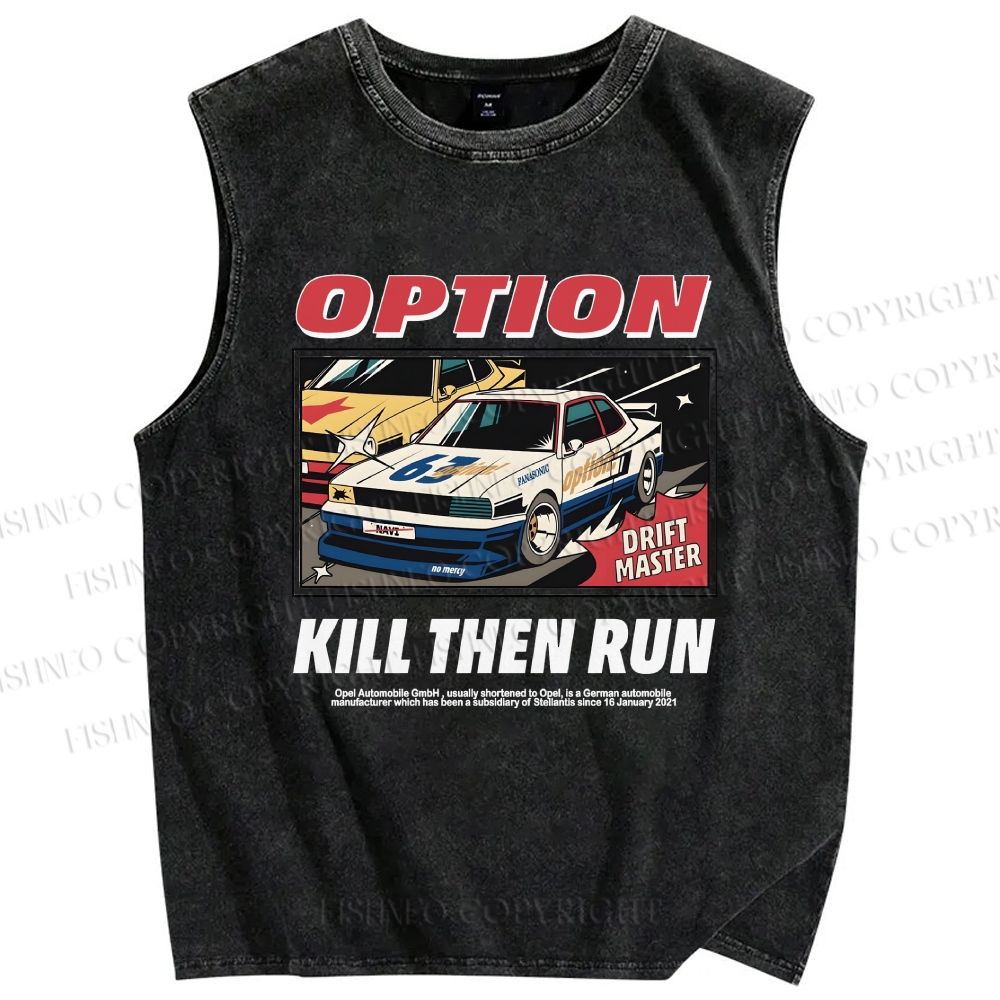 Unisex Japanese Drift Master Printed Washed Tank Top