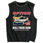 Unisex Japanese Drift Master Printed Washed Tank Top