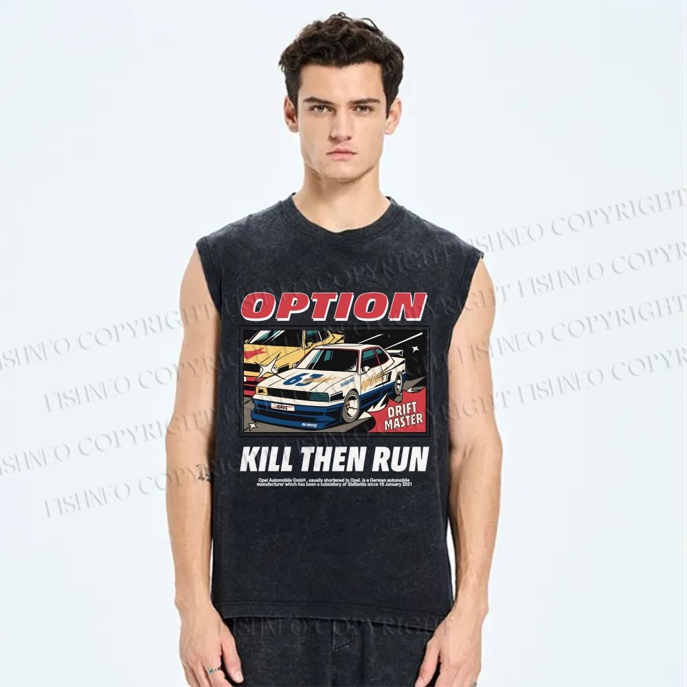 Unisex Japanese Drift Master Printed Washed Tank Top