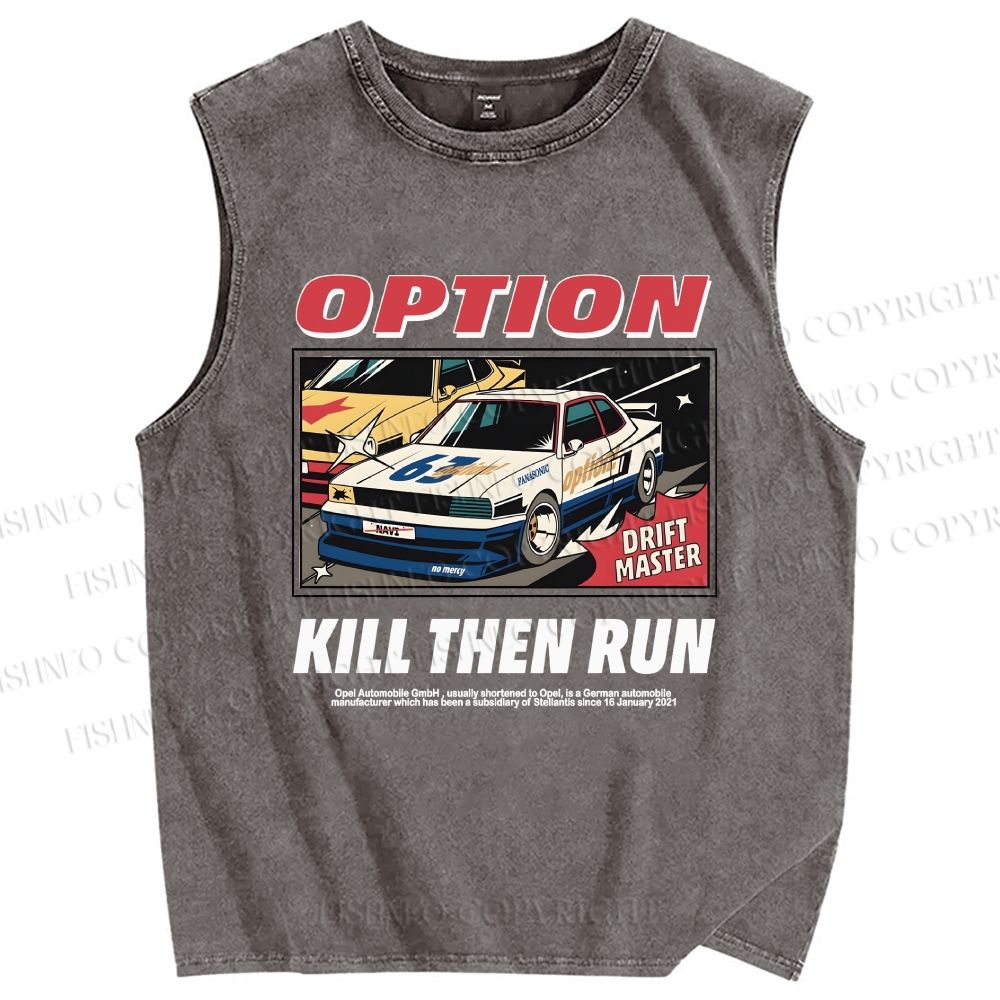 Unisex Japanese Drift Master Printed Washed Tank Top