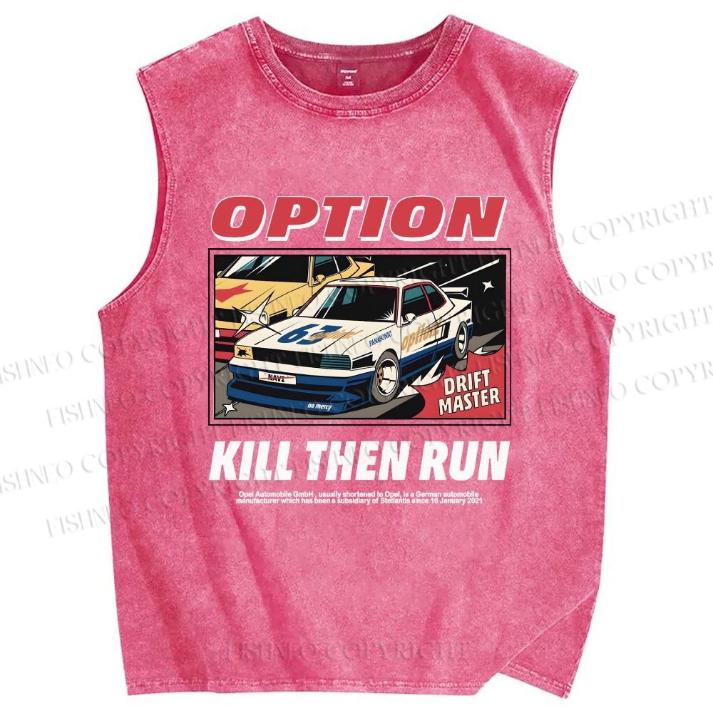 Unisex Japanese Drift Master Printed Washed Tank Top