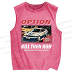 Unisex Japanese Drift Master Printed Washed Tank Top