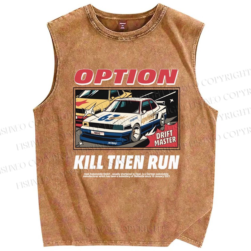 Unisex Japanese Drift Master Printed Washed Tank Top