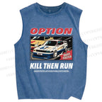 Unisex Japanese Drift Master Printed Washed Tank Top