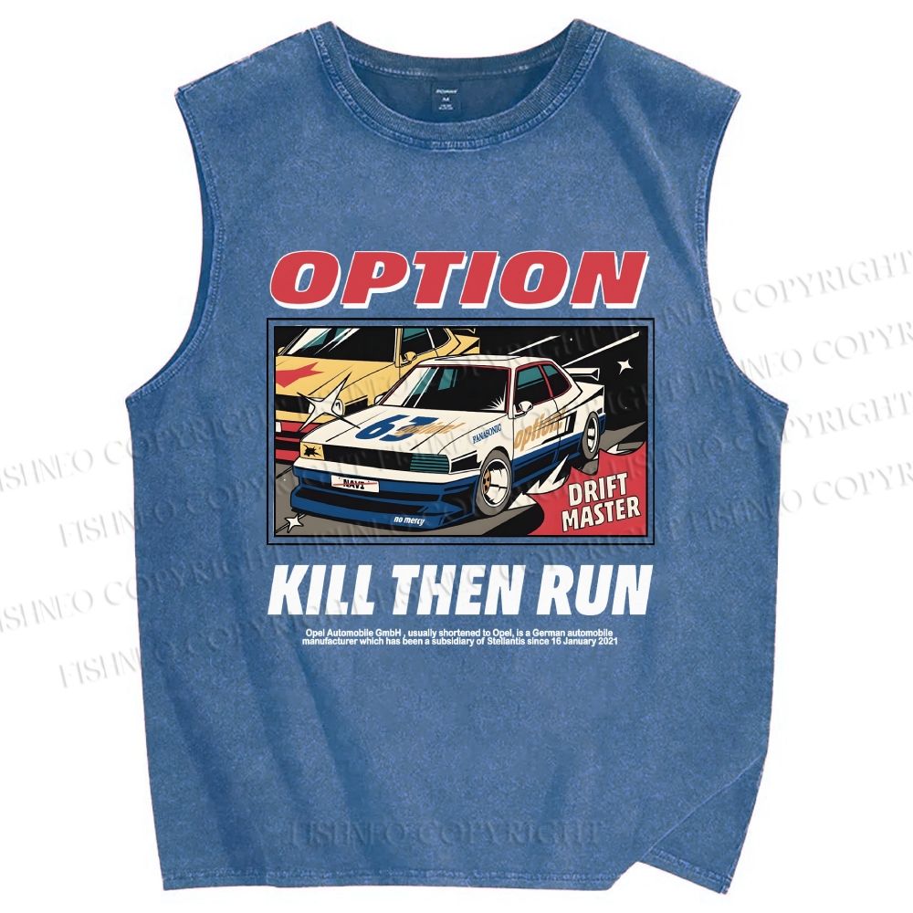 Unisex Japanese Drift Master Printed Washed Tank Top