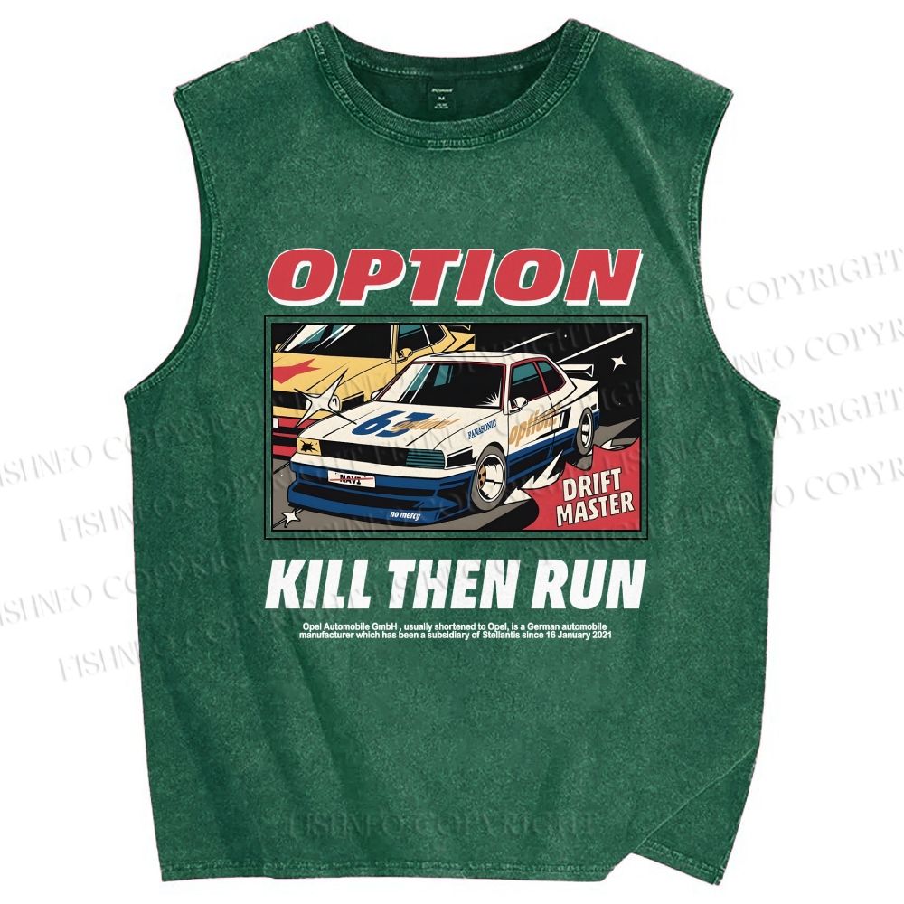 Unisex Japanese Drift Master Printed Washed Tank Top