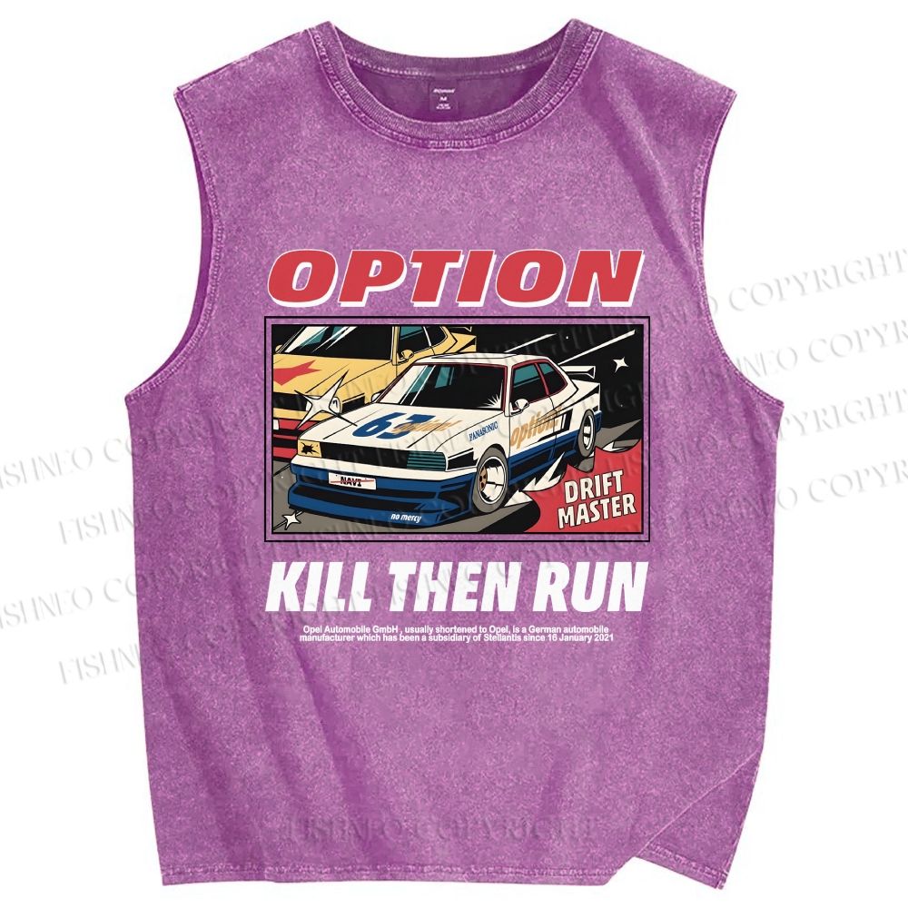 Unisex Japanese Drift Master Printed Washed Tank Top