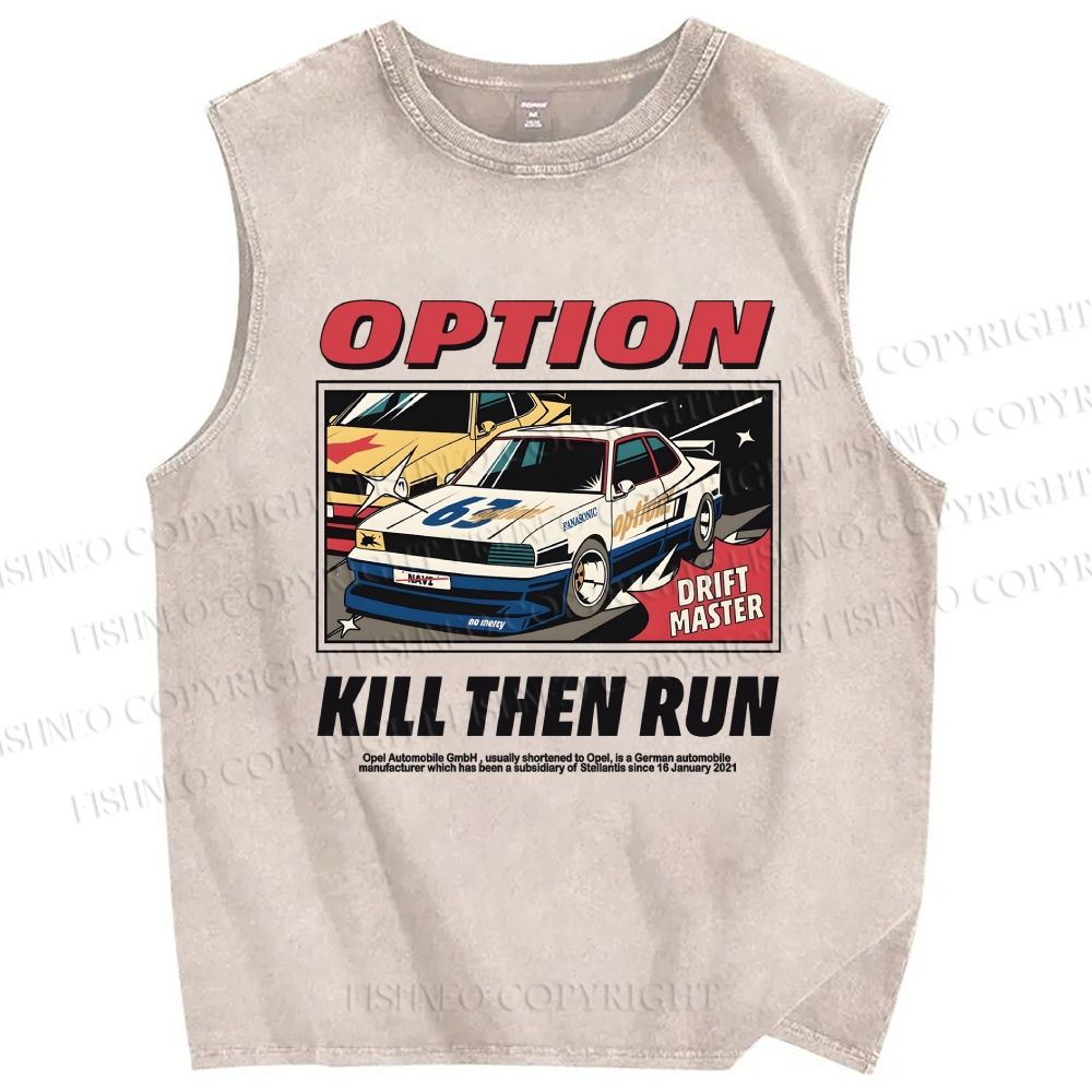 Unisex Japanese Drift Master Printed Washed Tank Top
