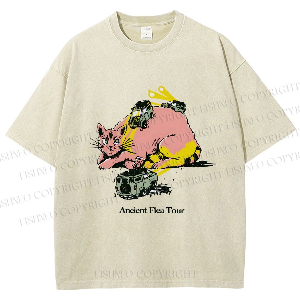 Unisex Ancient Flea Tour Printed Washed Tee