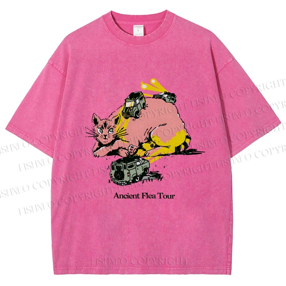 Unisex Ancient Flea Tour Printed Washed Tee