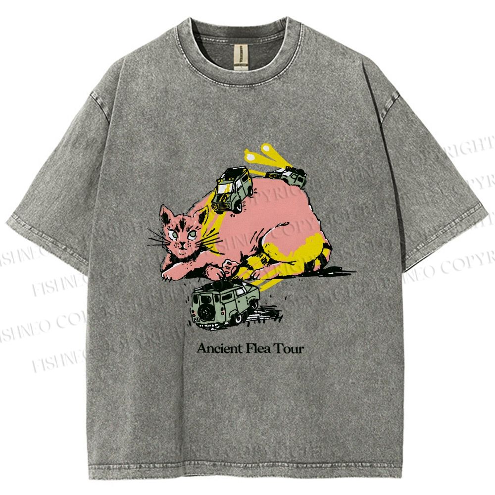 Unisex Ancient Flea Tour Printed Washed Tee